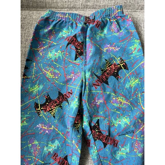 Vtg 90s Batman Pants AOP Little Boys Kids Size 4 Paint Splatter 1991 DC Comics - Picture 2 of 6